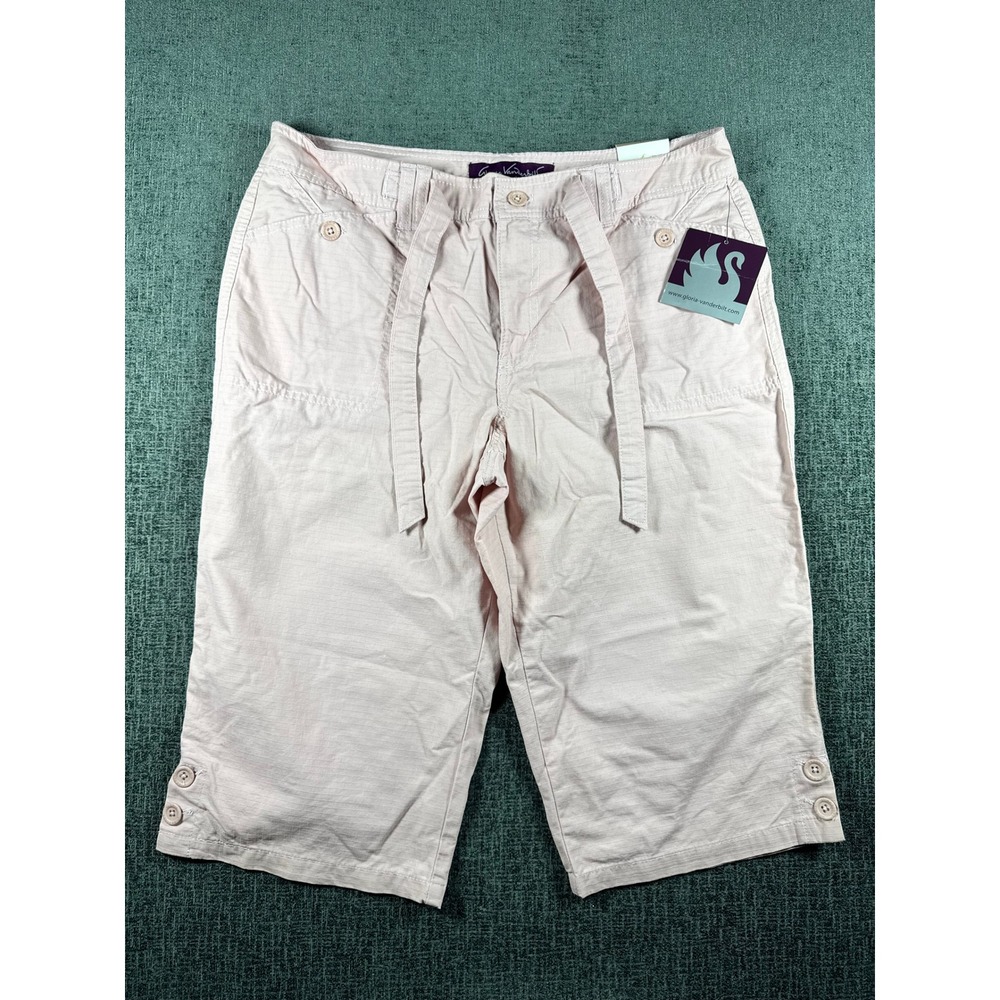 Gloria Vanderbilt Womens Pink Amanda Capri Pants Tie Belt Size 12 NWT